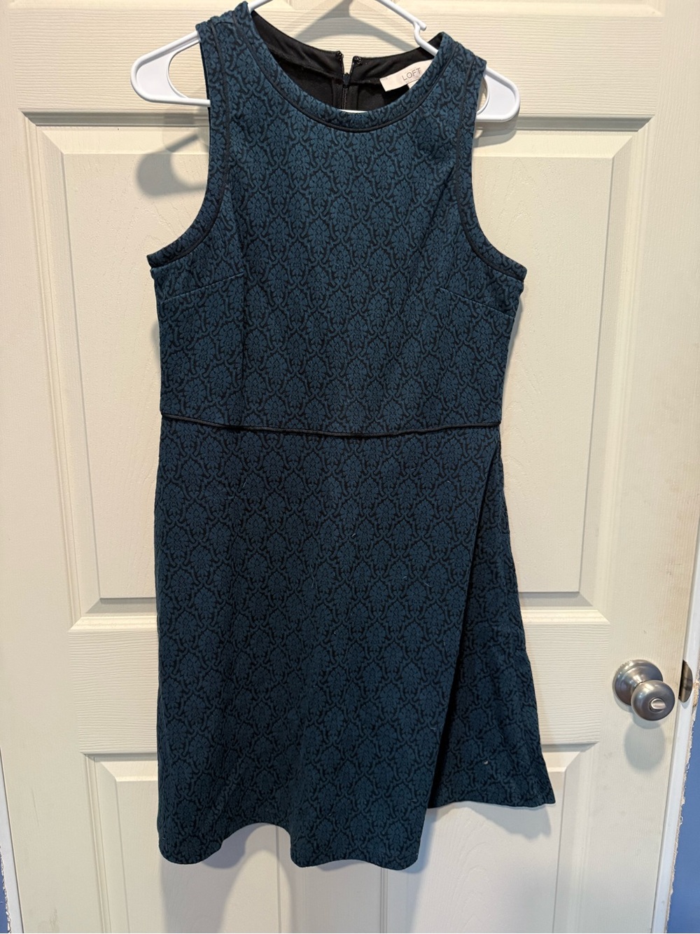 LOFT Teal Sleeveless A-Line Textured Dress